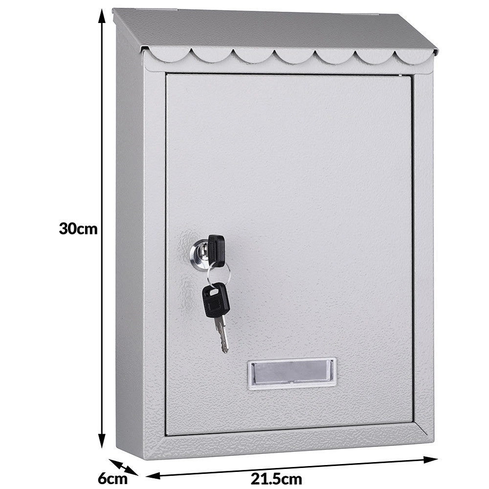 Trade Shop - Cassetta Postale Parete In Acciaio Buca Lettere Posta Esterno Con Chiave Grigio -