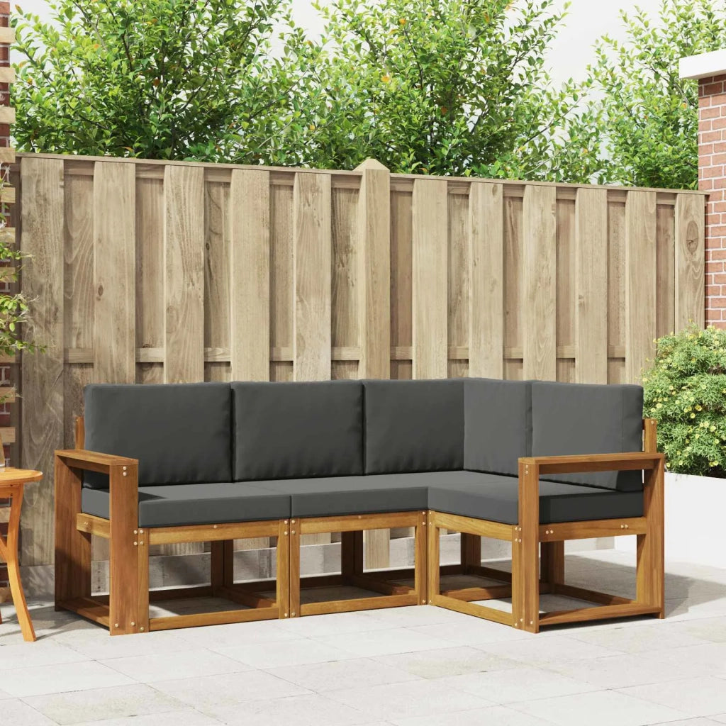 Set di divani da esterno con cuscino 4 pcs Naturale e Antracite