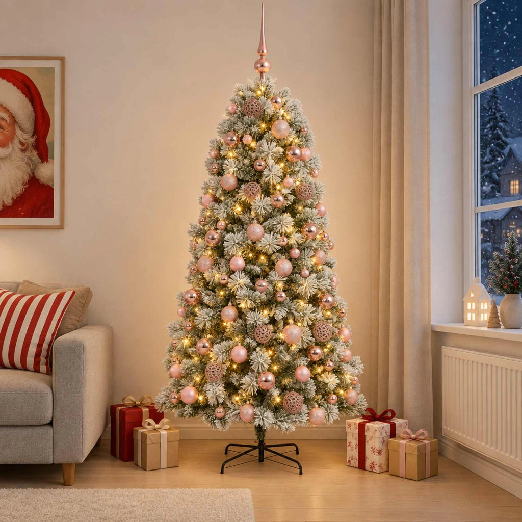 Albero di Natale artificiale con rami snodati e palline 180 cm 3466766