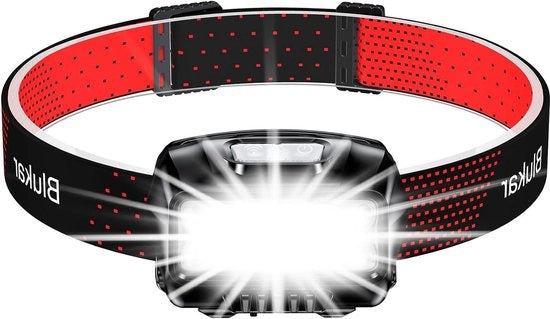 Lampada da testa ricaricabile - 2000 lm luce super intensa - potente lampada da testa LED con indicatori di carica rosso - 8 modalità di illuminazione - sensore di movimento - 30 ore di autonomia - per corsa/ emergenza lampada LED ricaricabile