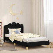 Struttura letto bambini con testata Nero 90 x 190 cm Tessuto