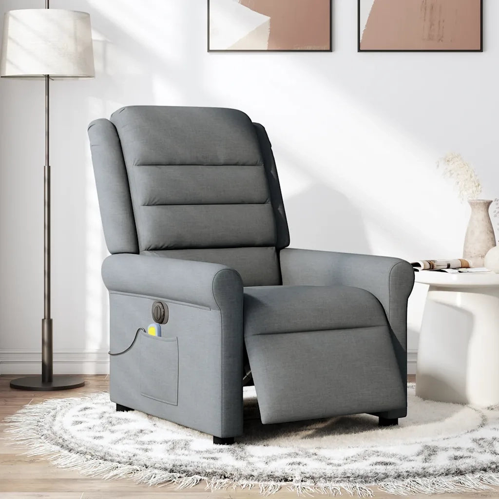 Divano Sedia-Poltrona Reclinabile Massaggio Elettrica Grigio Scuro Tessuto 607153