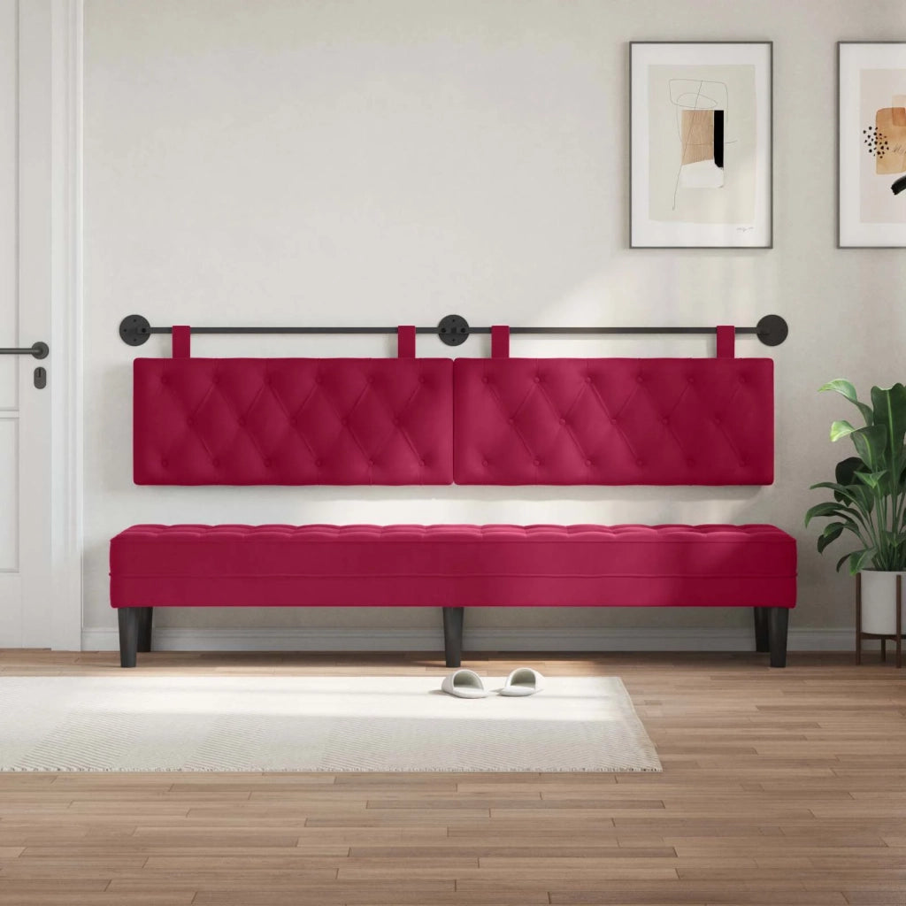 Testiera | Testata sospesa Con luce LED Rosso Vino Velluto