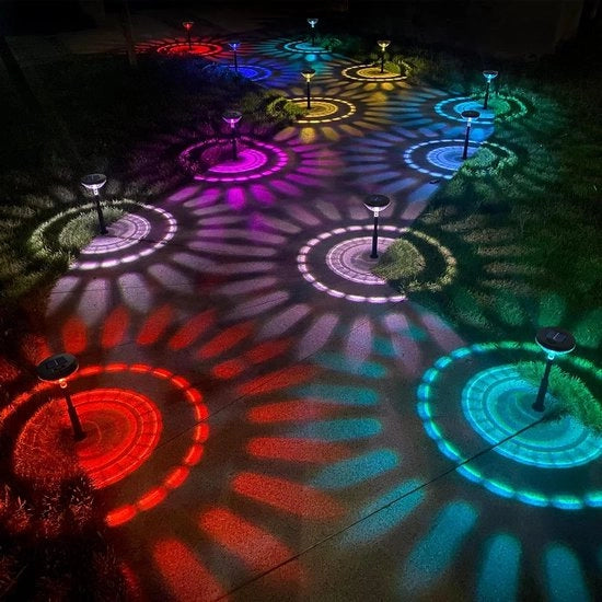 Lampadine a energia solare LED per esterno 6 pezzi colore caldo con cambiamento di colore IP67 impermeabile illuminazione per grandi terrazzi illuminazione a terra - balcone - vialetto.