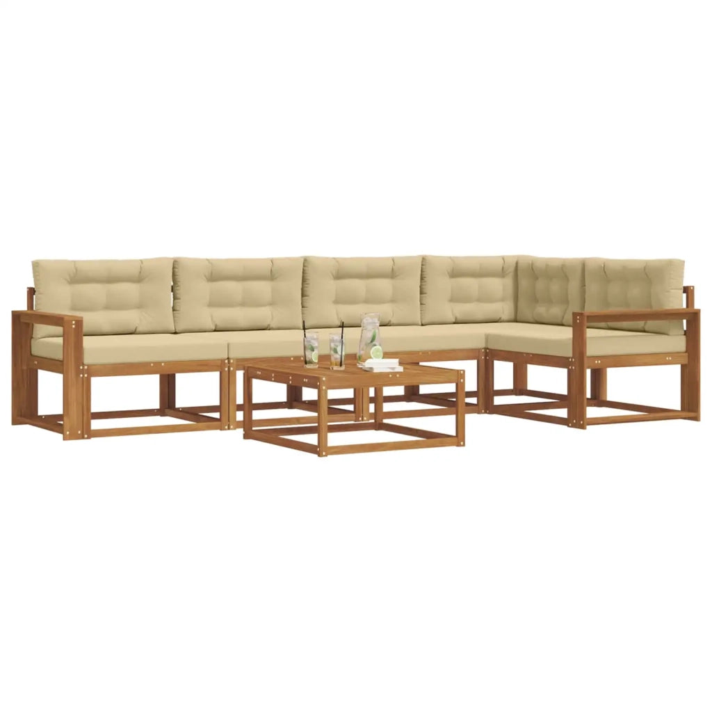 Set di divani da esterno con cuscino 6 pcs Naturale e Beige