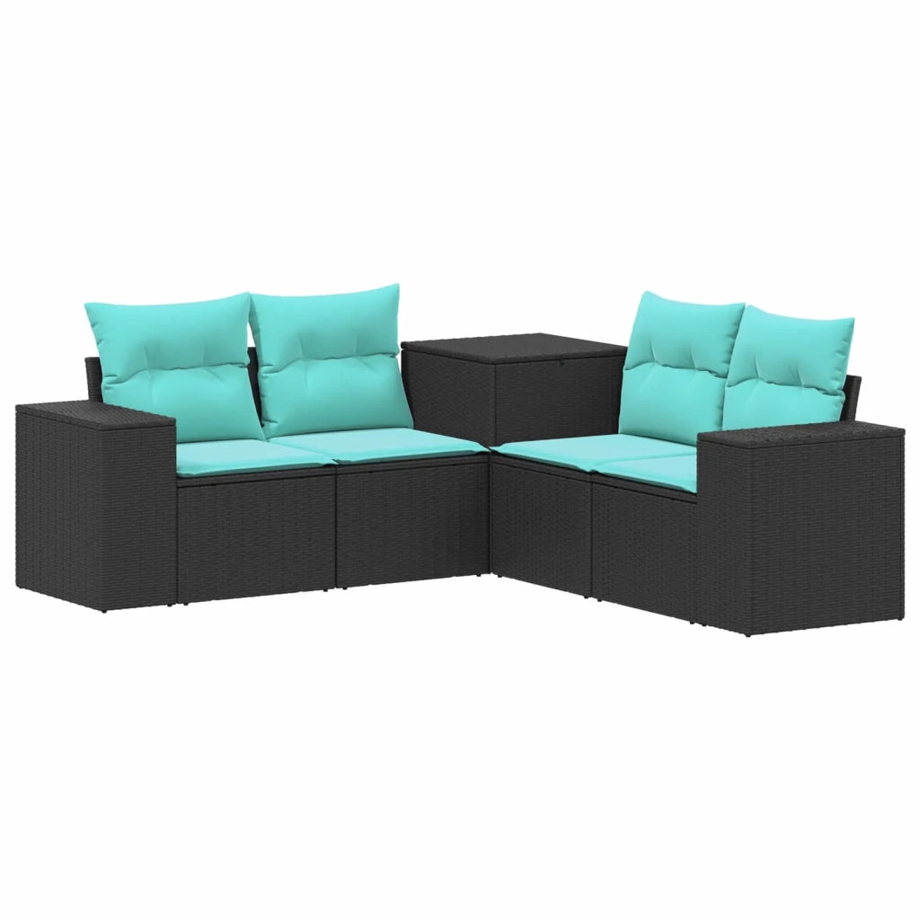 Set di divani 5 pz Nero e Blu 200 x 200 x 85 cm 3447913