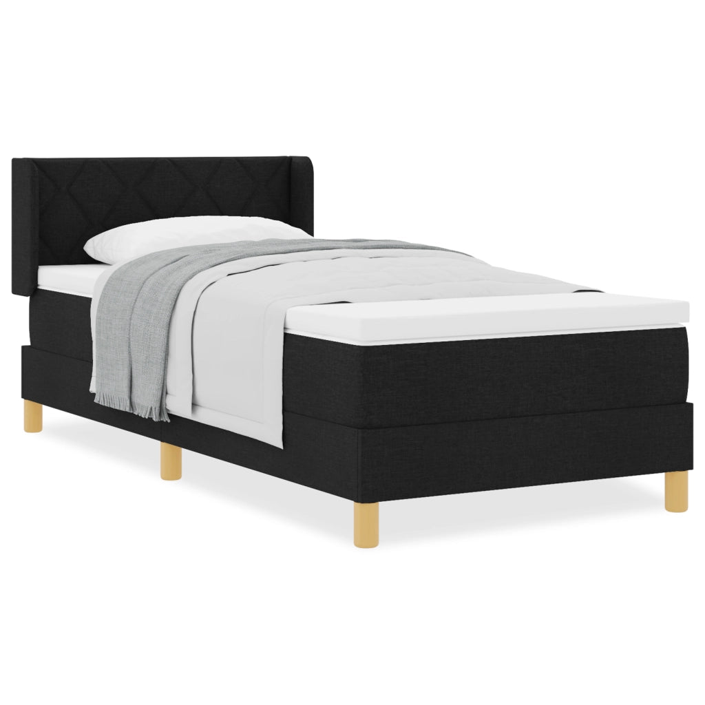 Letto Box Spring con Materasso Nero 90x200 cm