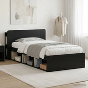 Telaio del letto con storage con testiera Nero 90 x 190 cm