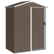 Casetta Box Porta Attrezzi da Giardino 136x87x179 cm Superficie 1.1m² con Porta Scorrevole Bloccabile in Acciaio Marrone