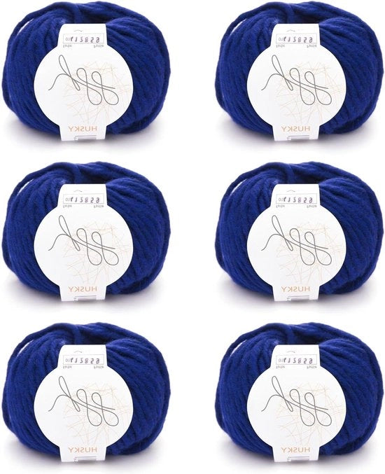 Pompa per filo - 6 palline confezione Husky per filatura o uncinetto - Blu reale 011