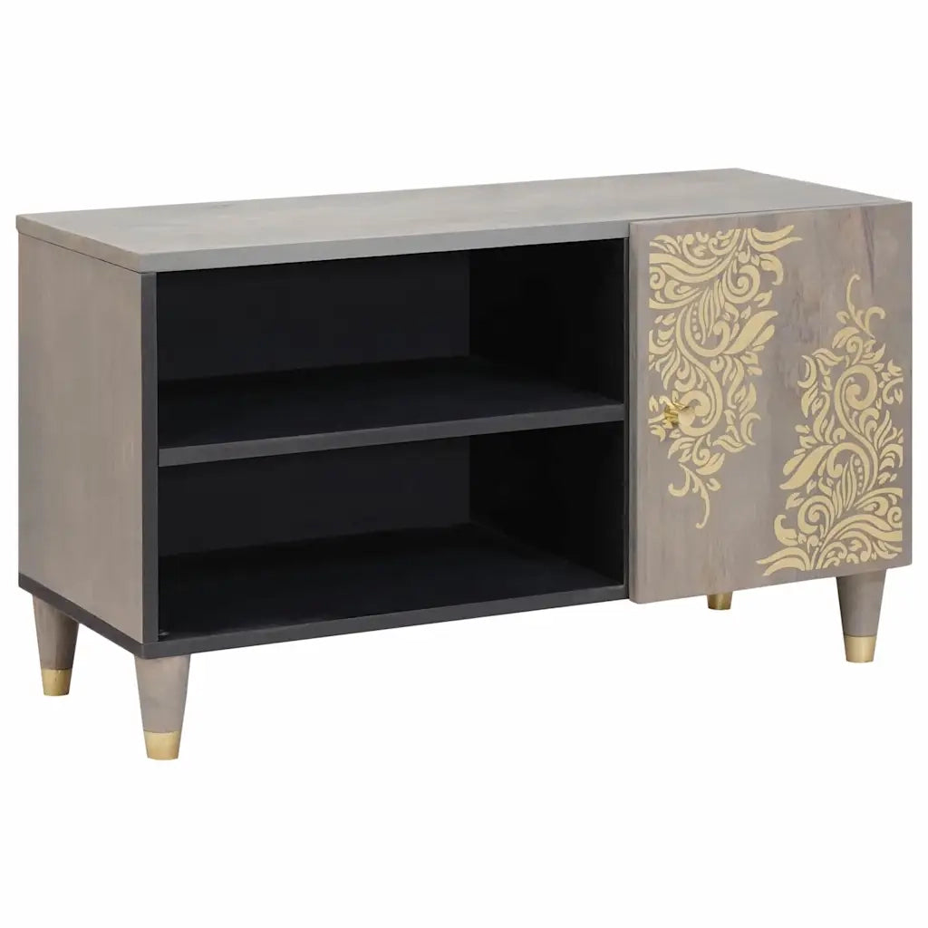 Mobile TV-Credenza TV-Console TV Grigio 80 x 33 x 46 cm Legno di mango massello 298957