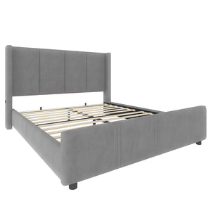 Letto 140x190cm?- Xylo - struttura ferro/legno USB grigio