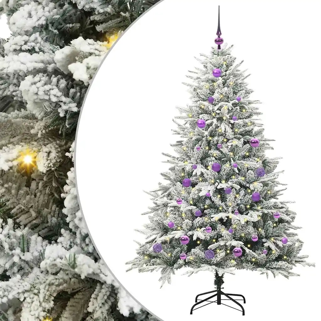 Albero di Natale Artificiale Pre-illuminato con Set di Palline