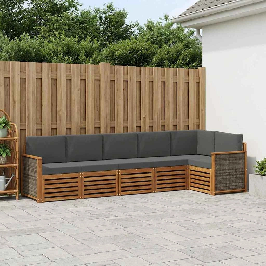 Set di divani da esterno 5 pz Naturale e Antracite 3384408