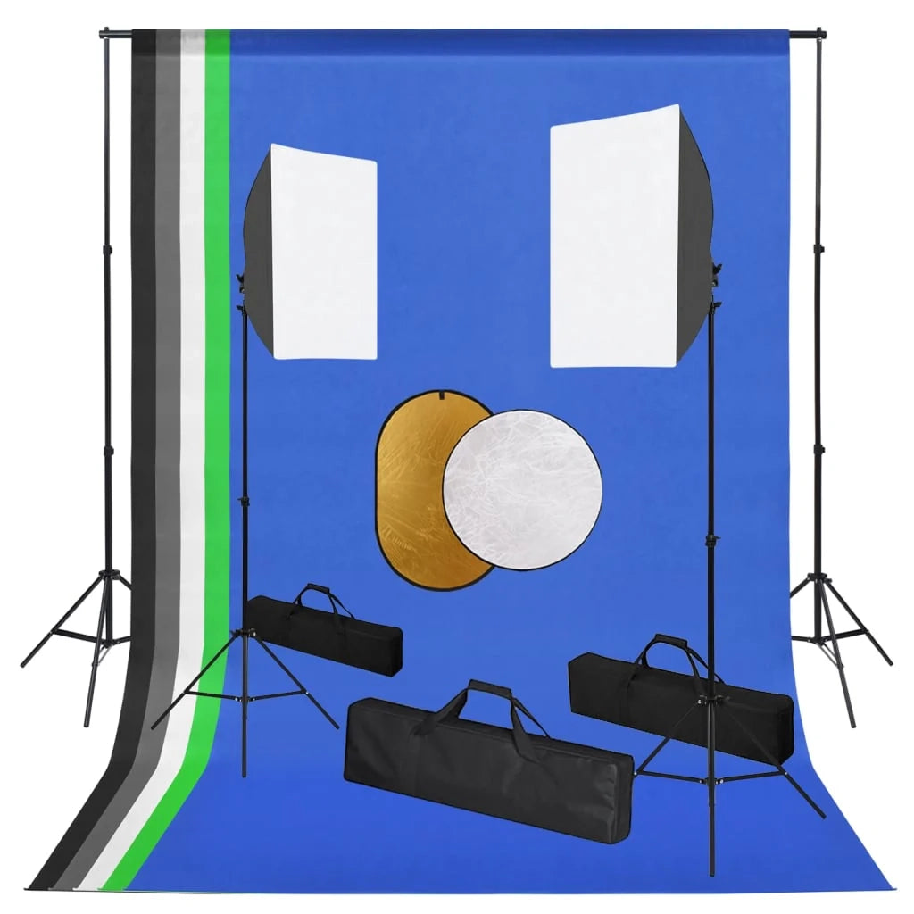 Kit professionale per studio fotografico con luci 5 fondali e riflettore 02_0001475