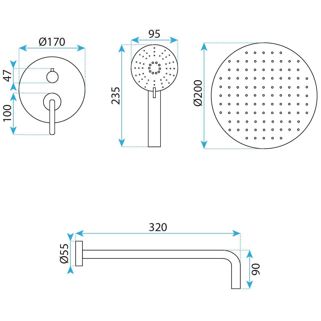 Set Doccia Da Incasso Rea Ontario Brush Nickel + Box