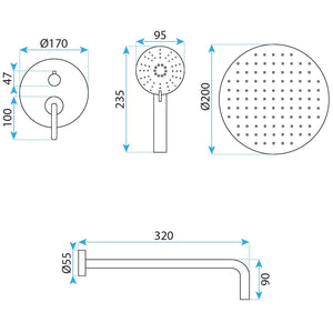 Set Doccia Da Incasso Rea Ontario Brush Nickel + Box