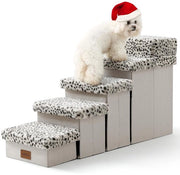 Trappola per Animali per Piccoli Cani con Spazio di Deposito, Trappola per Cani Pieghevole per Letti Elevati, Trappola per Cani, Scalino per Cani con Pavimento Antiscivolo, Impronta Zero, fino a 80 kg, 33 x 101 x 54 cm, 5 Gradini