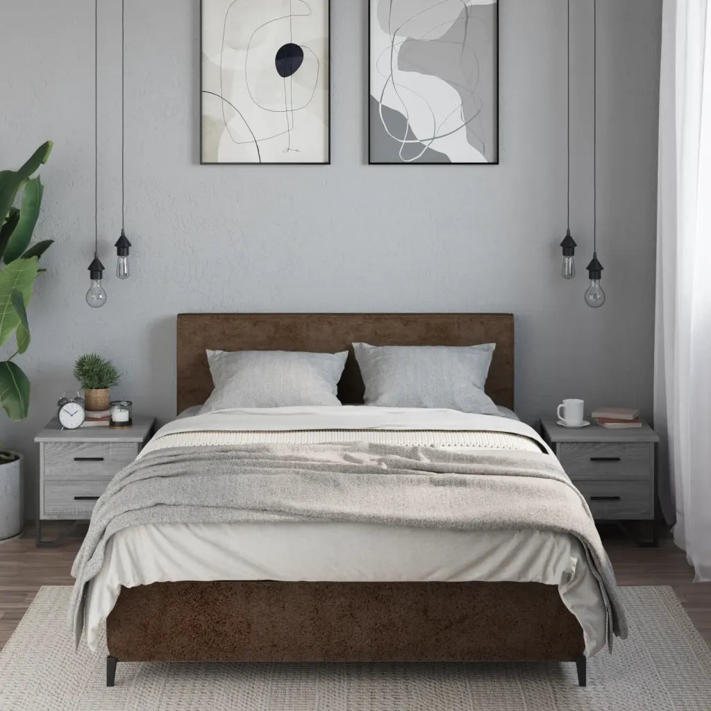 Set di 2 Comodini | Armadio da Notte | Mobiletto da notte Grigio Sonoma 40x41x40 cm in Truciolato