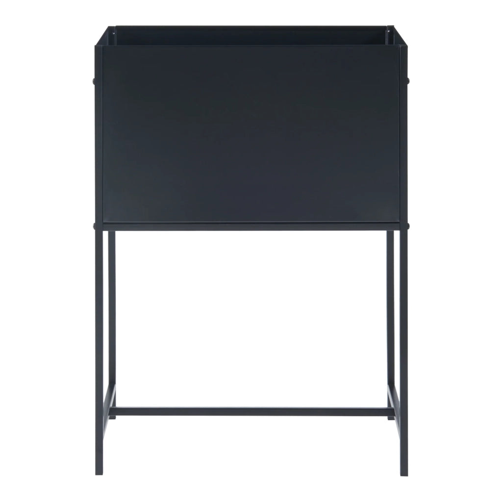 Supporto per piante con vassoio integrato 70 x 50 x 30 cm metallo nero 03_0010711
