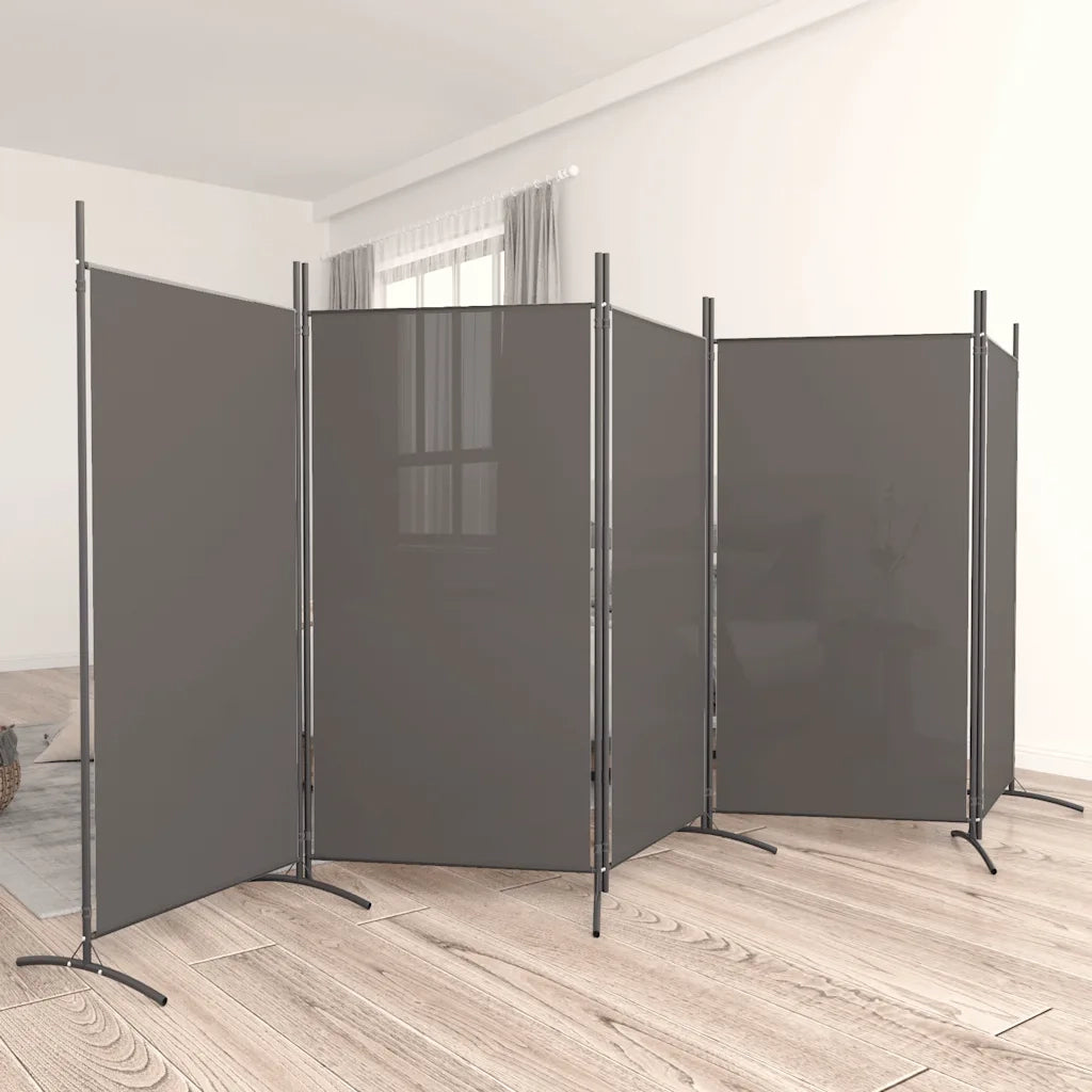 Divisorio a 5 Pannelli Antracite 433x180 cm Tessuto 350268