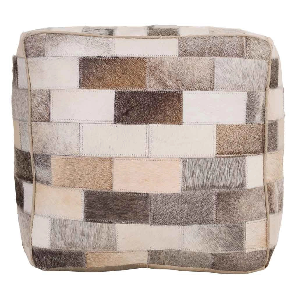 Pouf in pelle marrone 44x44x44h cm