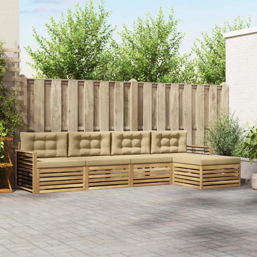Set di divani da esterno 5 pz Bianco e Beige Poliestere 3390338