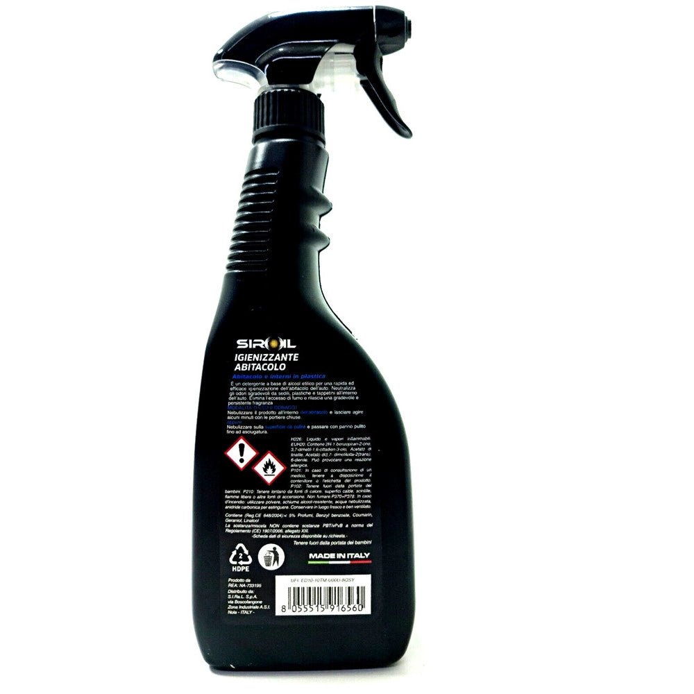Trade Shop - Igienizzante Abitacolo 750ml Spray Pulitore Cruscotto Plastica Auto Moto Sir-igien -