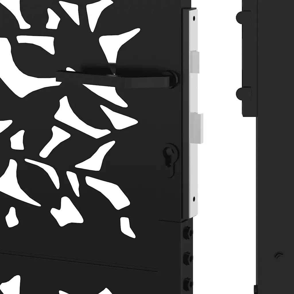 Cancello da giardino nero 100x125 cm in acciaio con design a foglia 4100960