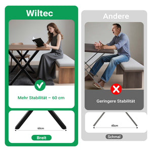 Base per tavolo 72x60 cm con gambe tavolo a forma di X colore nero