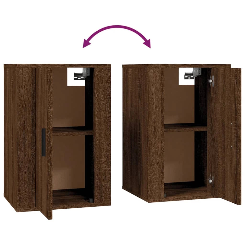 Mobile TV multimediale da parete mensola TV credenza TV per sala da pranzo soggiorno camera da letto 2 pezzi rovere 40 x 34,5 x 60 cm marrone 02_0028968