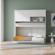 Letto a scomparsa salvaspazio singolo con scrivania estraibile Nitro bianco 207x35x208H