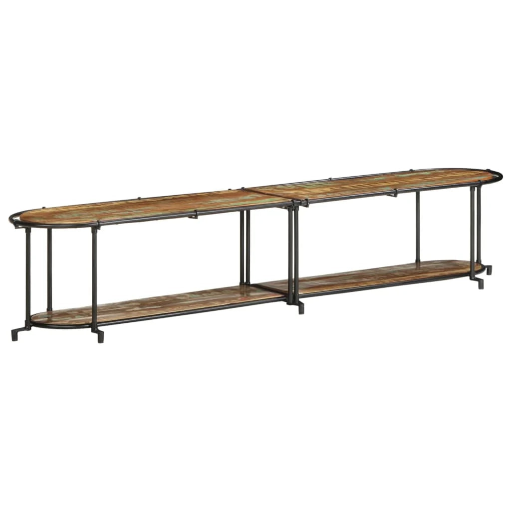 Grande mobile porta TV in stile industriale con ampio spazio di archiviazione 200 x 42 x 40 cm legno massello marrone 02_0057620
