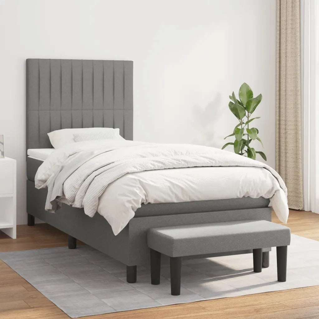 Giroletto a Molle con Materasso Grigio Scuro 90x200 cm Tessuto 3136726
