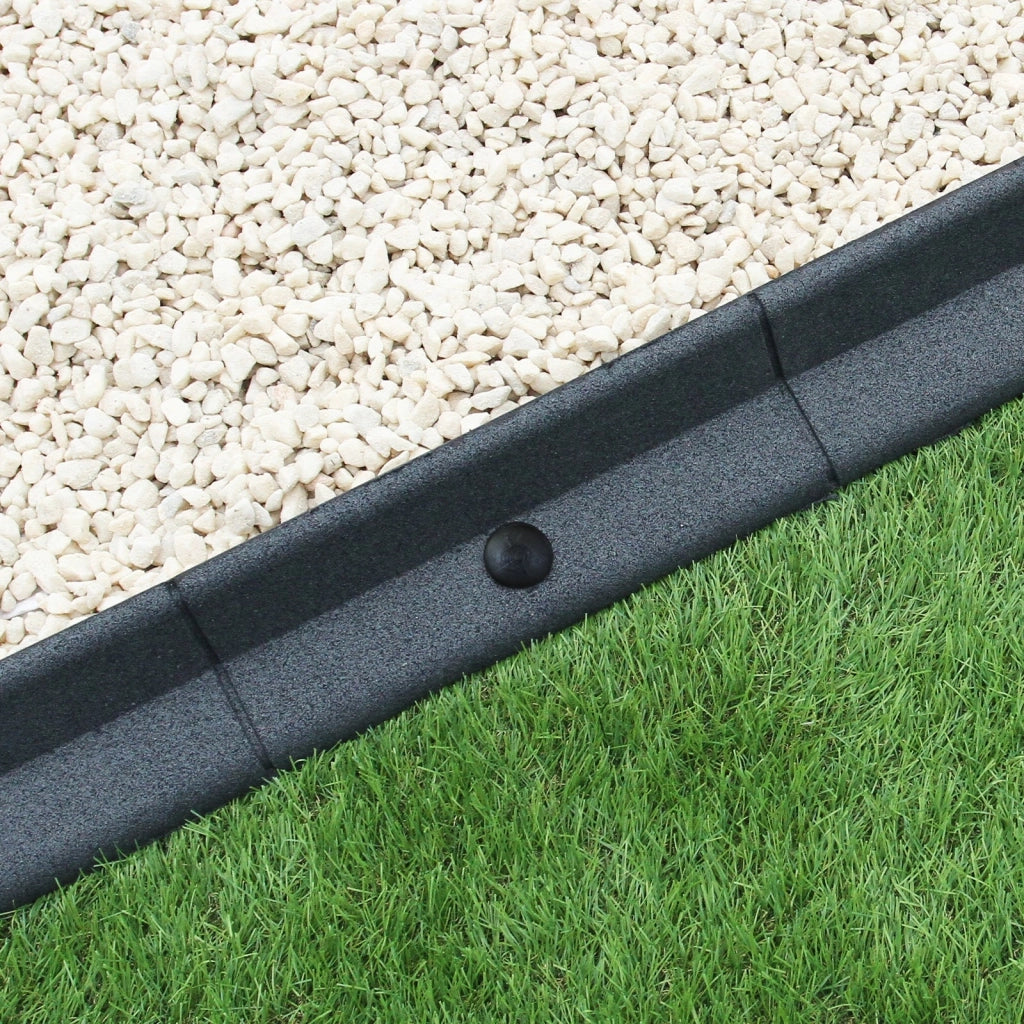 Bordatura per Aiuole Bordo Prato da Giardino Palizzata Flessibile fino a 70° in Gomma Resistente agli UV Pezzi da 1.2m - Grigio - 6 pezzi