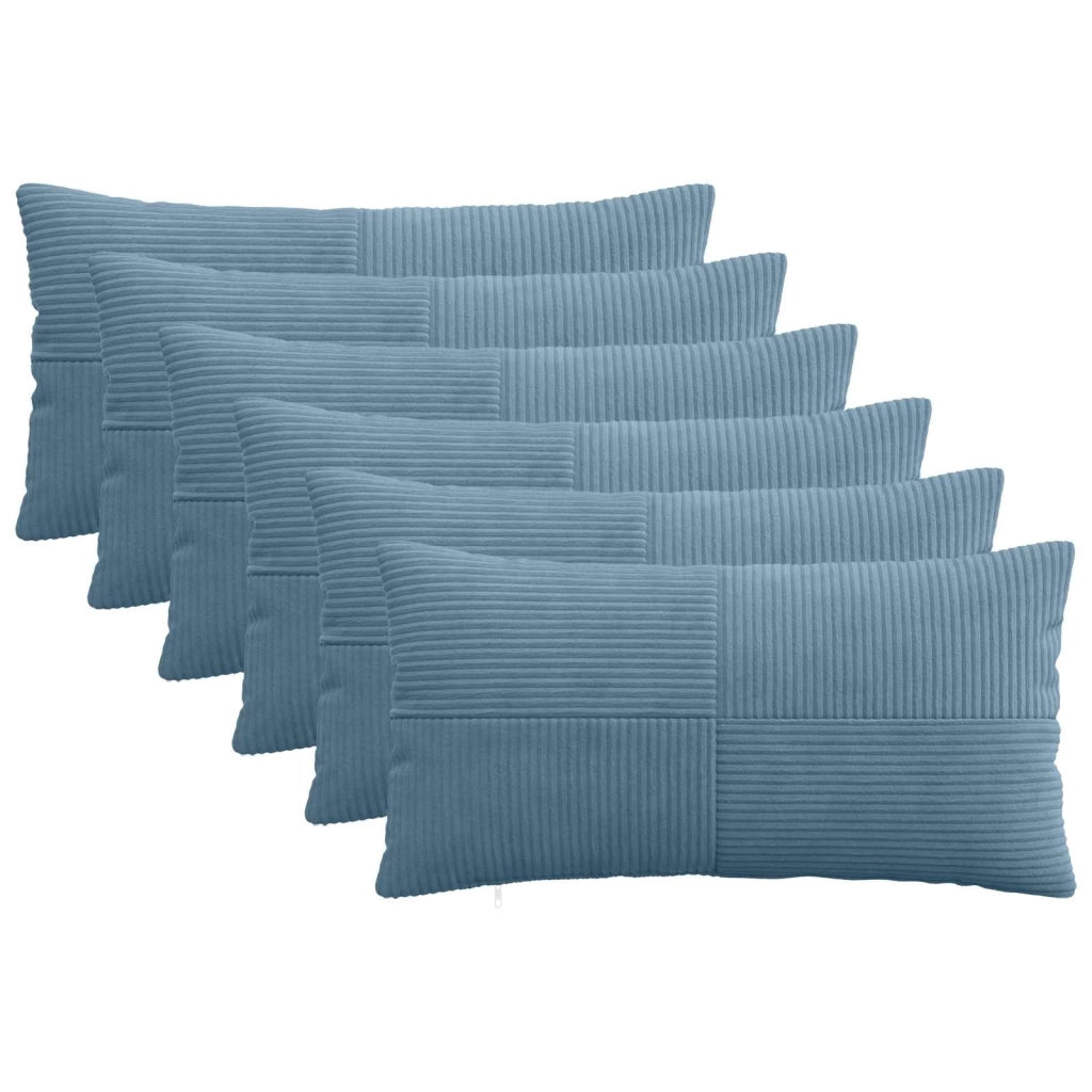 Federa 6 pcs ALMELO Blu 40 x 80 cm corduroy 914621