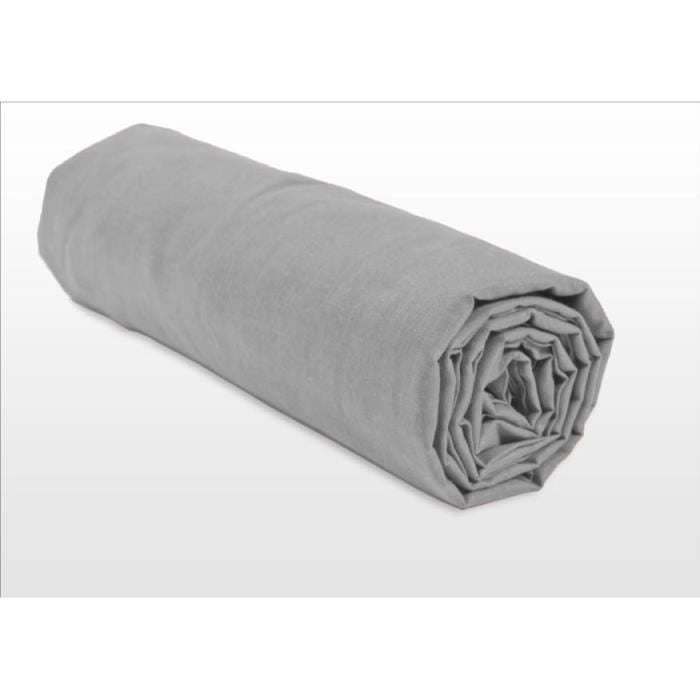 Lenzuolo con angoli - HOME LINGE PASSION - HP71761 - 90 x 190 cm + cuffia 30 cm - Microfibra - 82 g - Grigio chiaro