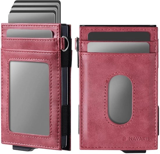 Sostegno per accessori con protezione RFID - per 10 accessori - rosso - pelle PU