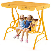 Sedia a dondolo per bambini da veranda 112 x 76,5 x 111 cm con dispositivi di sicurezza regolabili e design allegro in metallo giallo 20_0010527