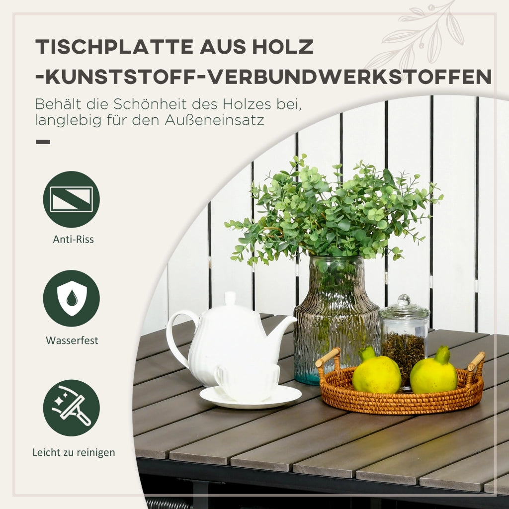 Set di mobili da giardino in polyrattan composto da 5 pezzi: tavolo da pranzo con 4 sedie e tavolino laterale, elegante set da pranzo per balcone e