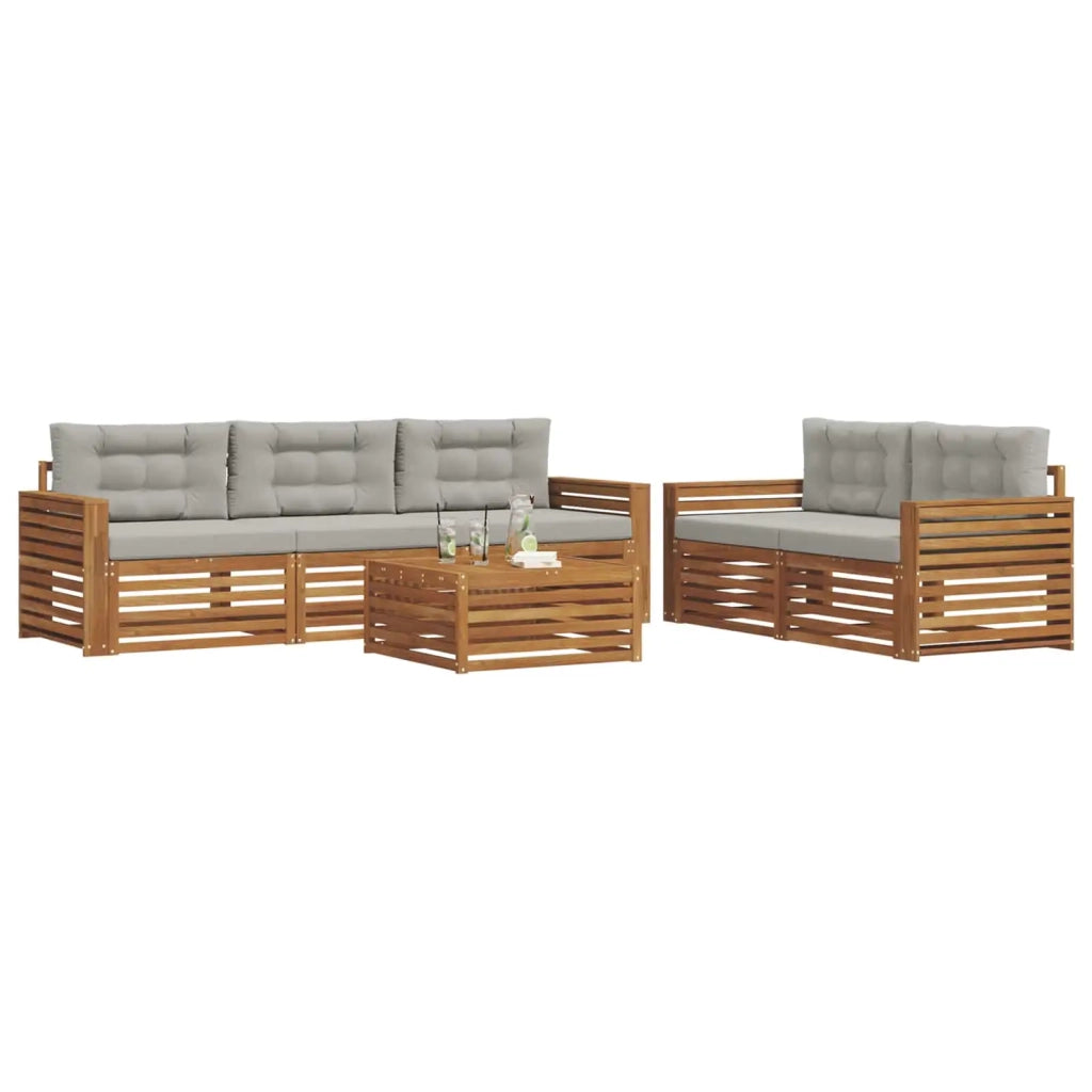 Set di divani da esterno 6 pcs Grigio Naturale e Chiaro 3373026