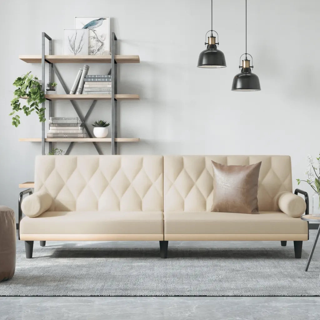 Divano letto | Sof¨¤ letto | Letto singolo con Braccioli Crema in Tessuto