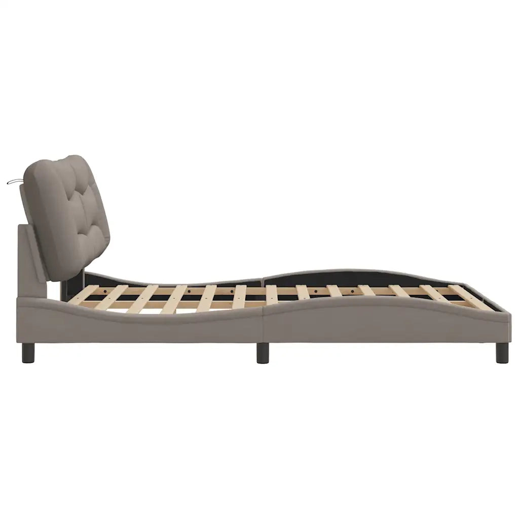 Giroletto con LED senza Materasso-Struttura Letto Hvar Tortora 140x190 cm in Tessuto