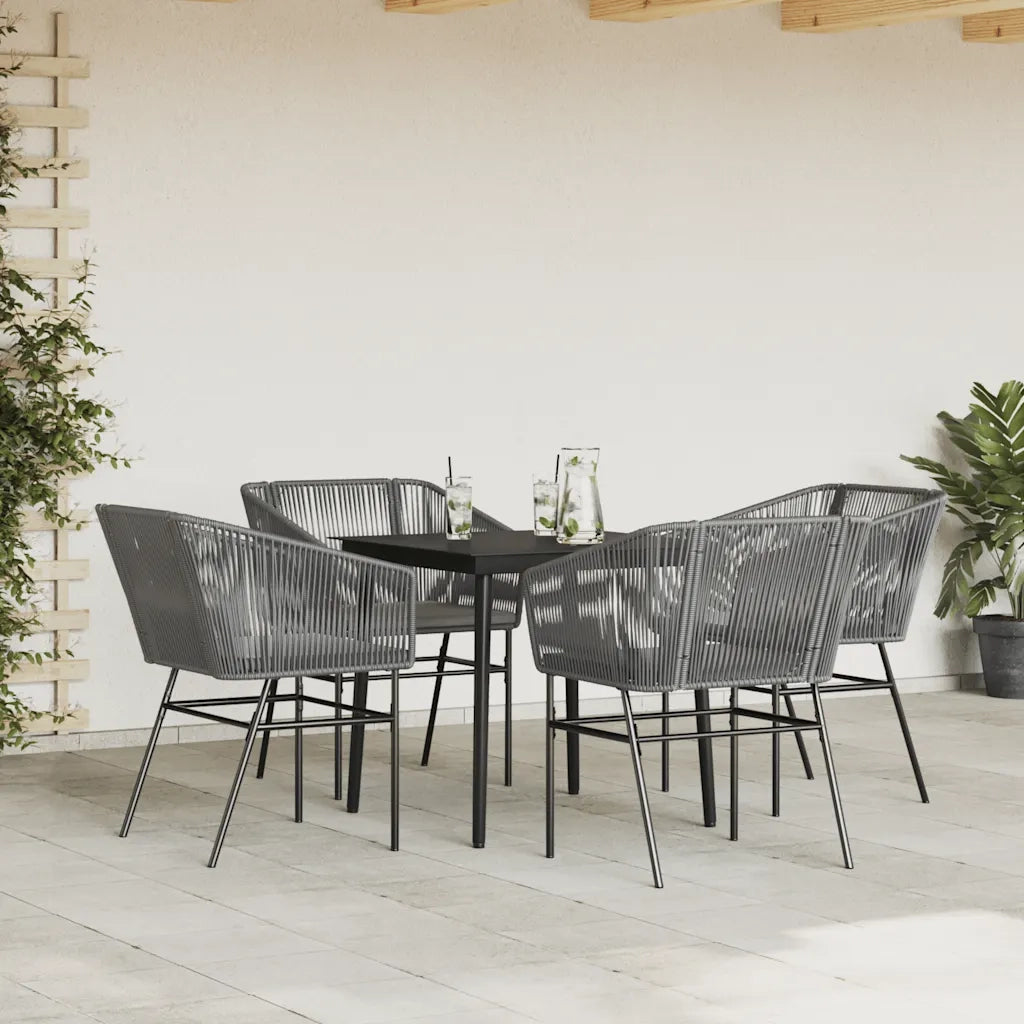 Set da Pranzo da Giardino 5 pz con Cuscini Polyrattan Vetro 3334528