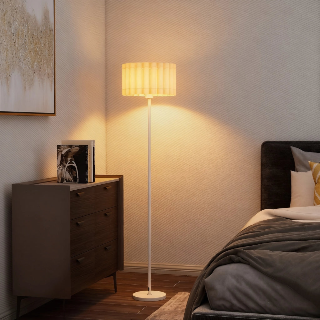 Lampada da Terra Retr¨° ¨C Xylo ¨C Paralume Plastica Bianco con Interruttore a Pedale