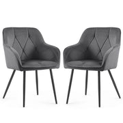 Set di 2 Sedie in velluto trapuntato DIAMANTE Grafite gambe nere
