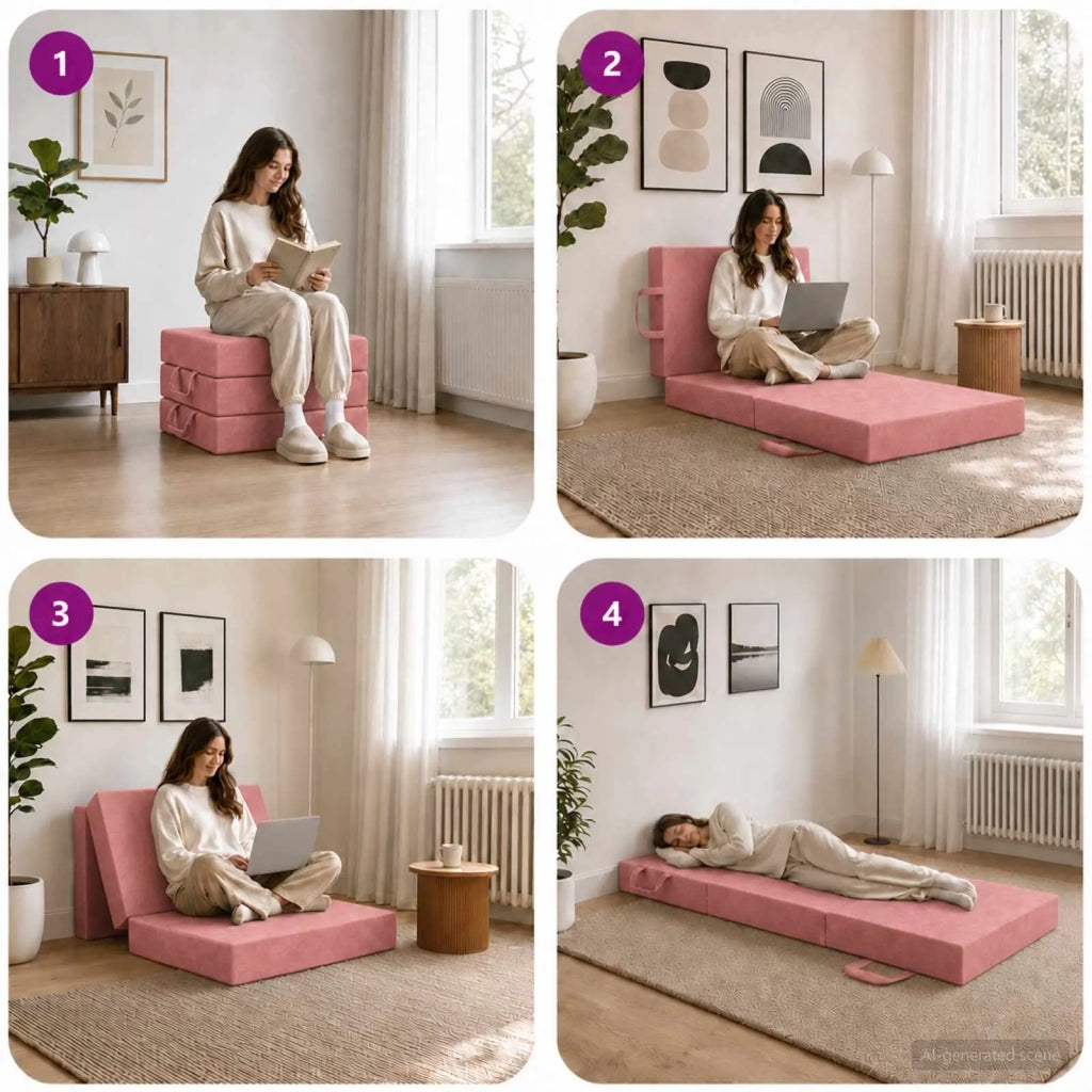 Divano Letto Pieghevole 75 x 63 x 45 cm Rosa 900146
