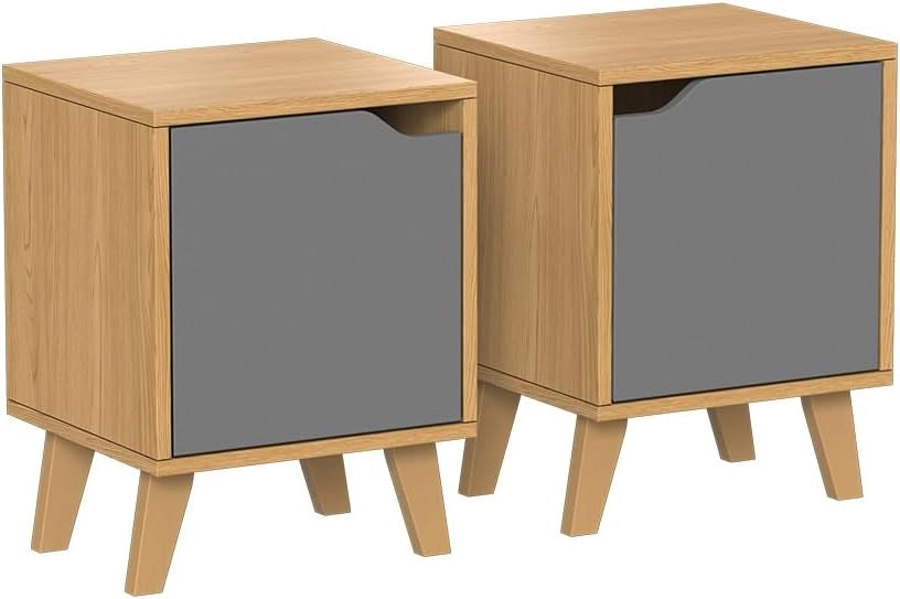 Comodino Malu, Rovere/antracite, 2 parti