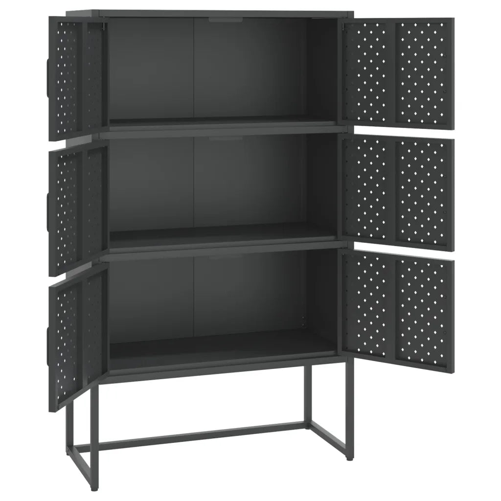 Credenza Alta Antracite 80x35x135 cm in Acciaio 335879