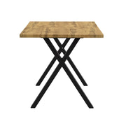Tavolo da Pranzo con Gambe Incrociate; Stile Moderno Minimalista; in MDF e Metallo; 140 x 80 x 76 cm; Rovere